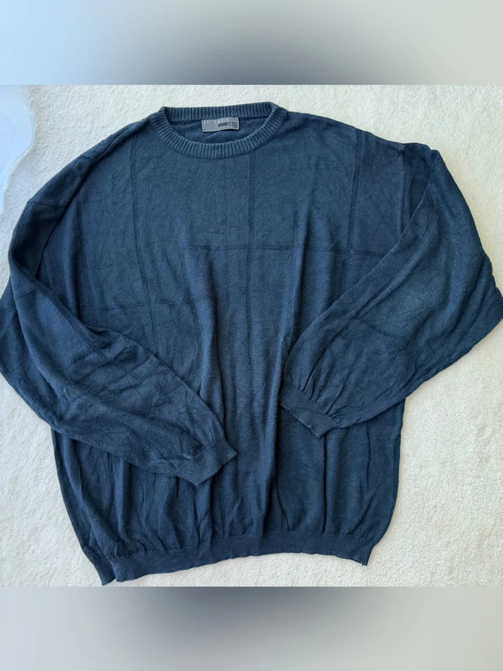 St.Croix Silk and Cotton Classic Men's Navy Crewneck Sweater